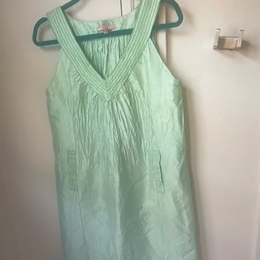 Calypso 100% Silk Resort Dress Mint Seafoam Tank Mini S